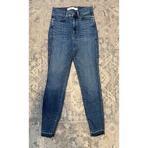 AYR Women's The Riser Denim Skinny Jeans 26x26 Frayed Hem Medium Wash High Rise